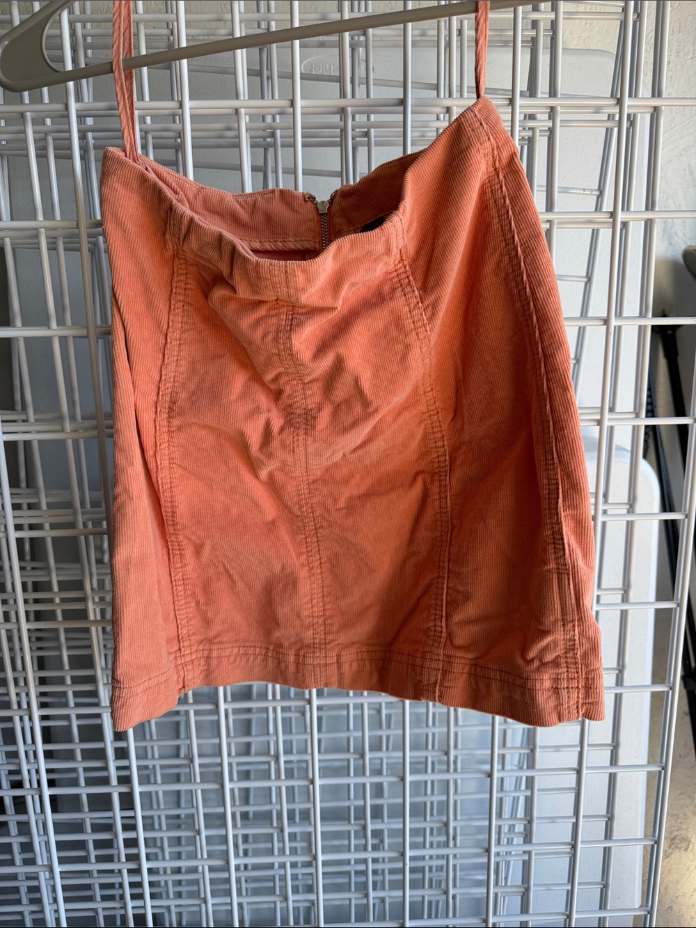Free People Coral Orange Corduroy Mini Skirt